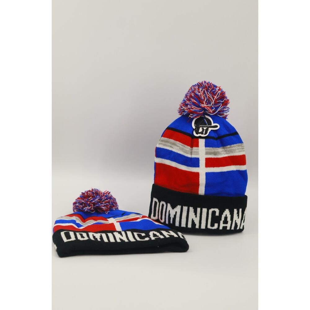 2Pack New League Dominicana Beanie Hat Winter Knit Pom Pom Fleece Lined Cap New